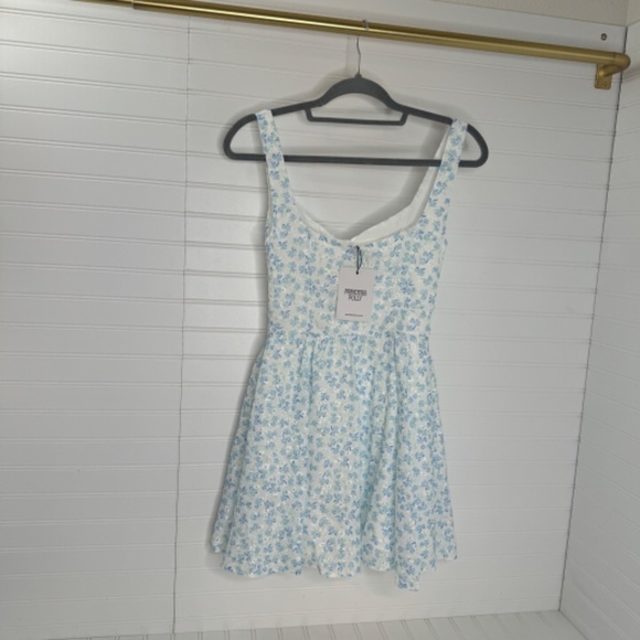 NEW Princess Polly Gazette Mini Dress Blue Floral US Size 2 - Picture 3 of 7